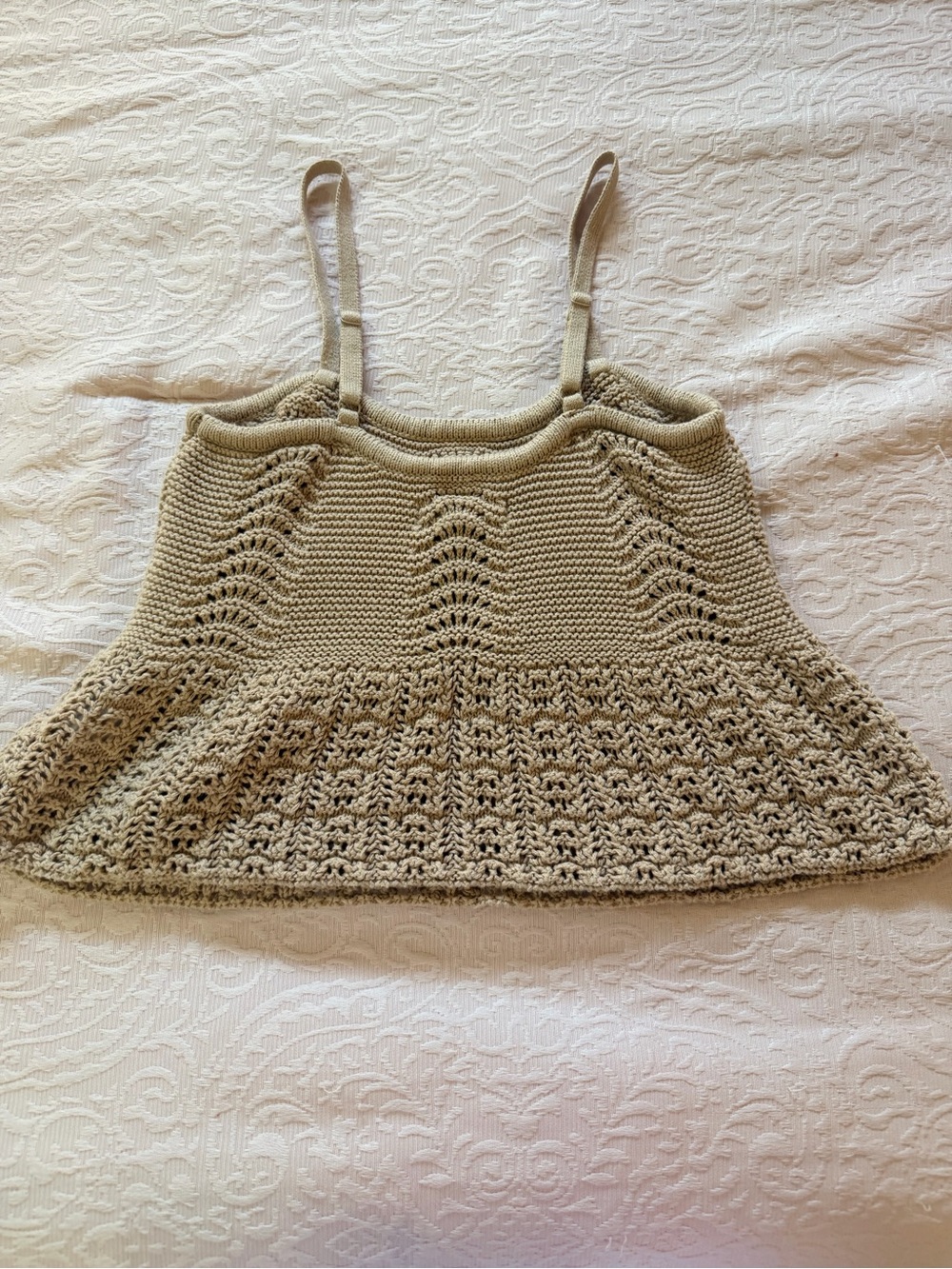 Aeropostale Beige Crochet Knit Crop Tank